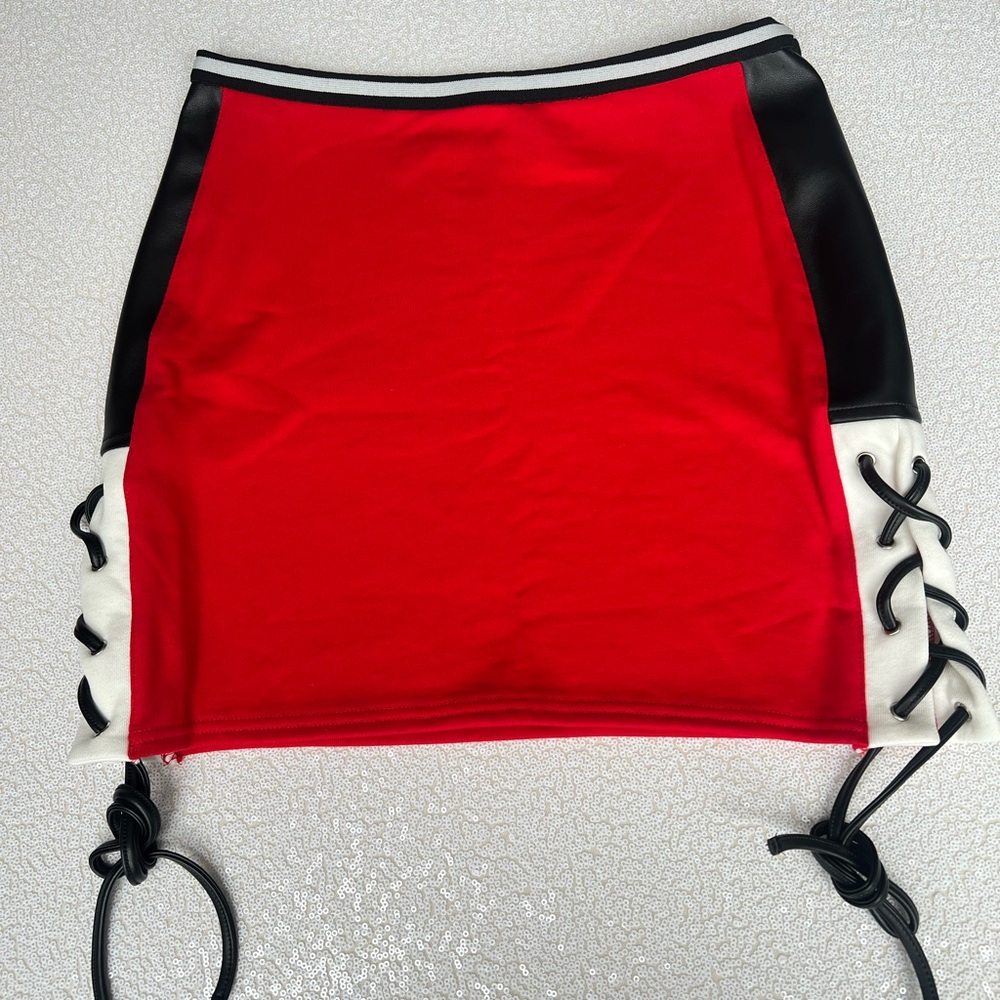 Fashion Nova Red and Black Mini Skirt